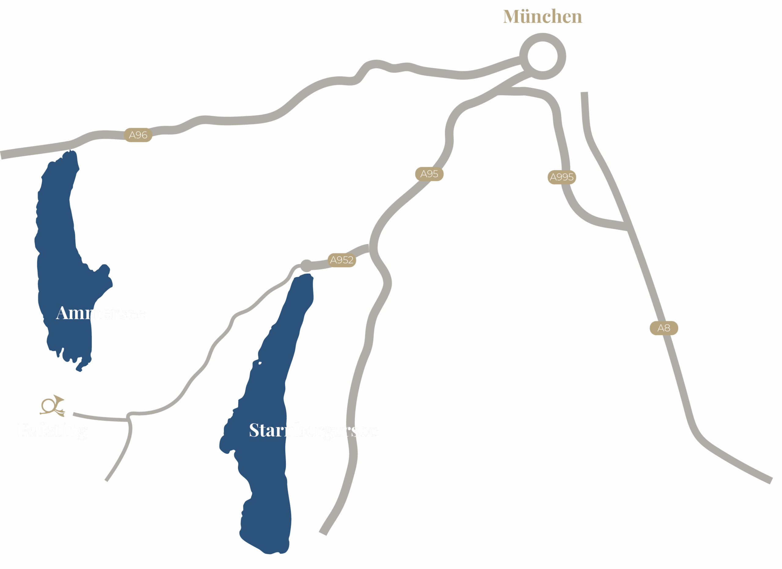 Karte, welche die Anfahrtsmöglichkeiten zum Gasthof zur Post zeigt